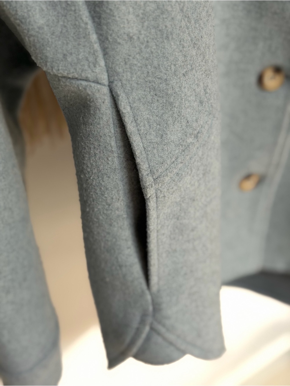 Light Blue Button-Front Wool Jacket - Picture 3 of 16